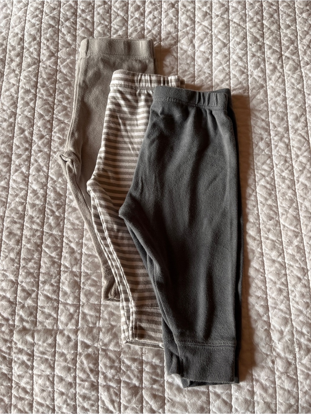 cloud island Neutral Gray & Striped Kids Leggings - 3 Pack